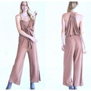 Storia | Blush pink pinstripe jumpsuit | Small